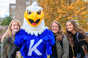 Current Kirkwood students with Sammy the Eagle