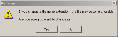 rename extension warning