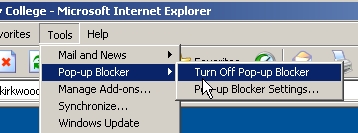 IE Turn off pop-up blocker