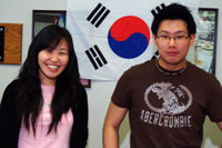 Korean Flag and two students