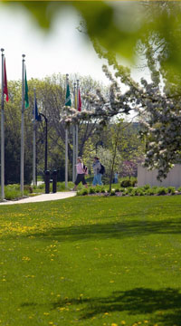 walking outside Linn Hall